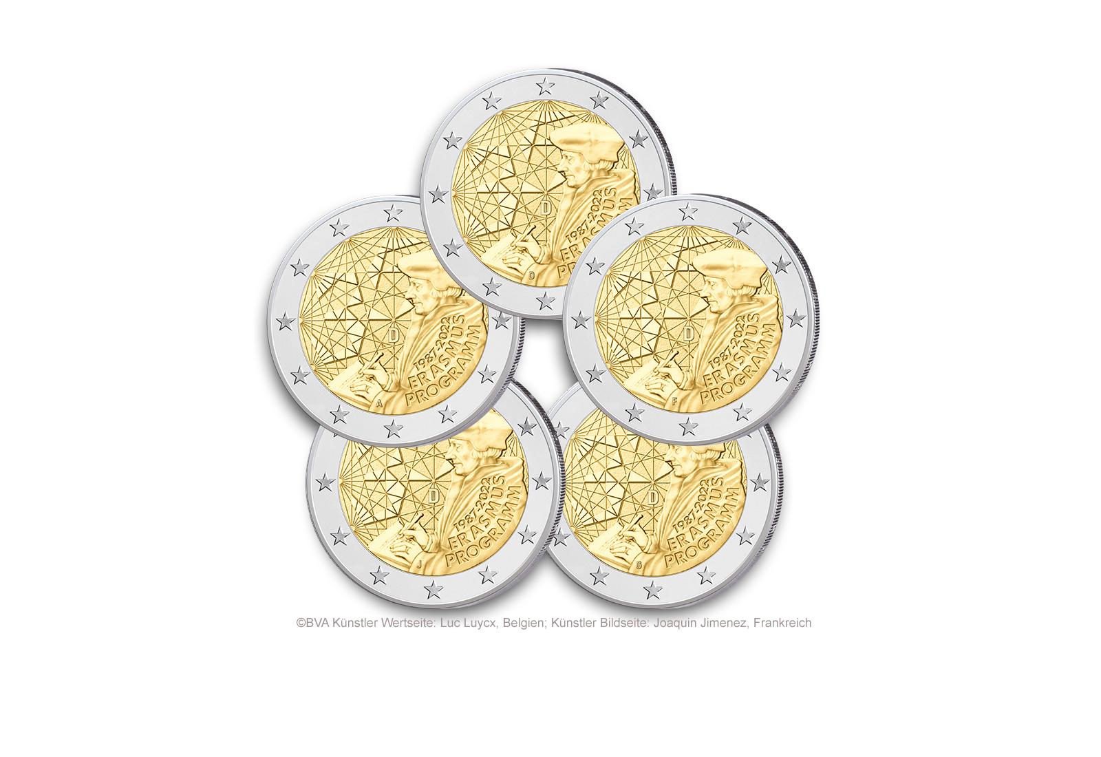 2 Euro Deutschland 2022 35 Jahre Erasmus-Programm Prägestätte A-J PP im Blister