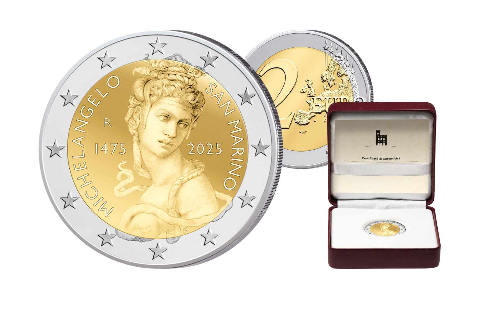 2 Euro 2025 San Marino 550. Geburtstag Michelangelo PP