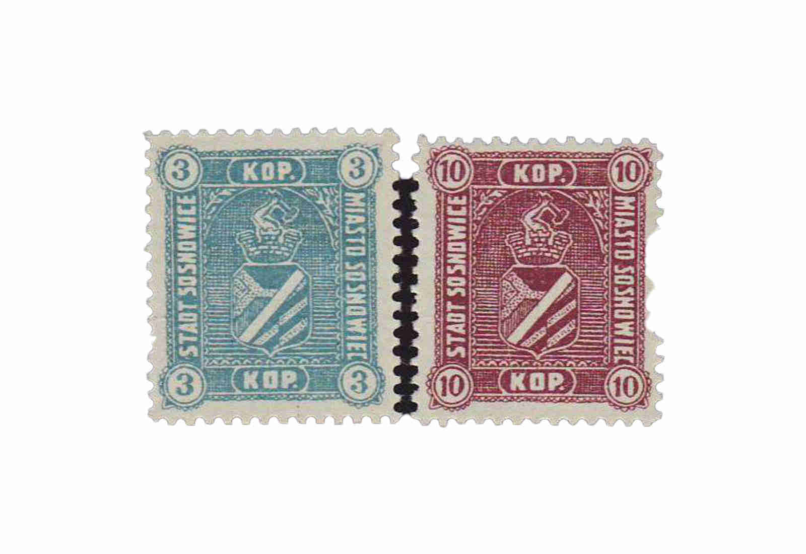 Briefmarke Sosnowice Dt. Besetzung I. Weltkrieg MiNr.: 1-2 **