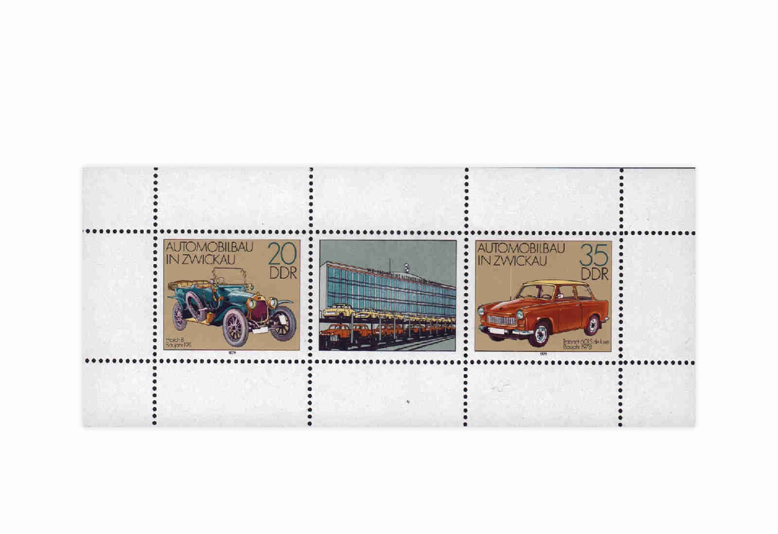 Briefmarken DDR Kleinbogen Automobilbau 1979 Michel-Nr. 2412-2413 gestempelt