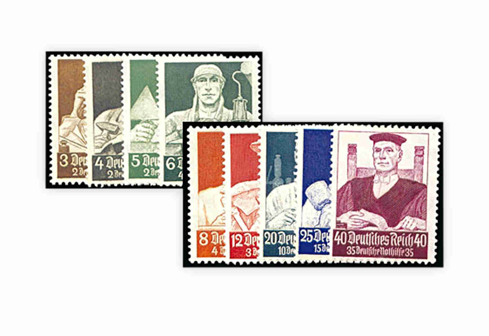 Briefmarken Deutsches Reich Nothilfe Berufsstände 1934 Michel-Nr. 556/64 mit Falz