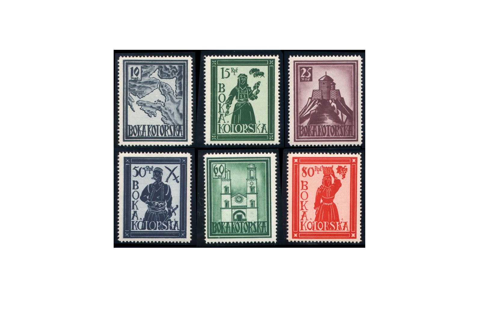 Kotor Mi.Nr. I-VI ** FA Deutsche Besetzung