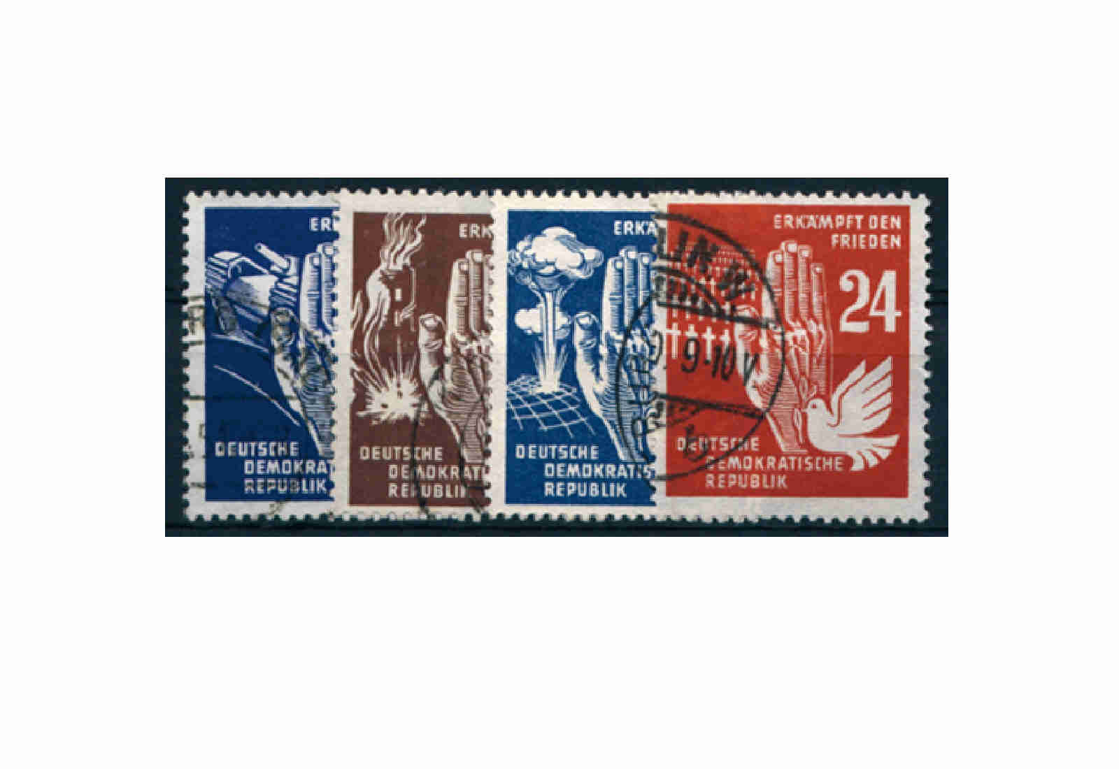 Briefmarken DDR Erkämpft den Frieden 1950 Michel-Nr. 276-279 gestempelt
