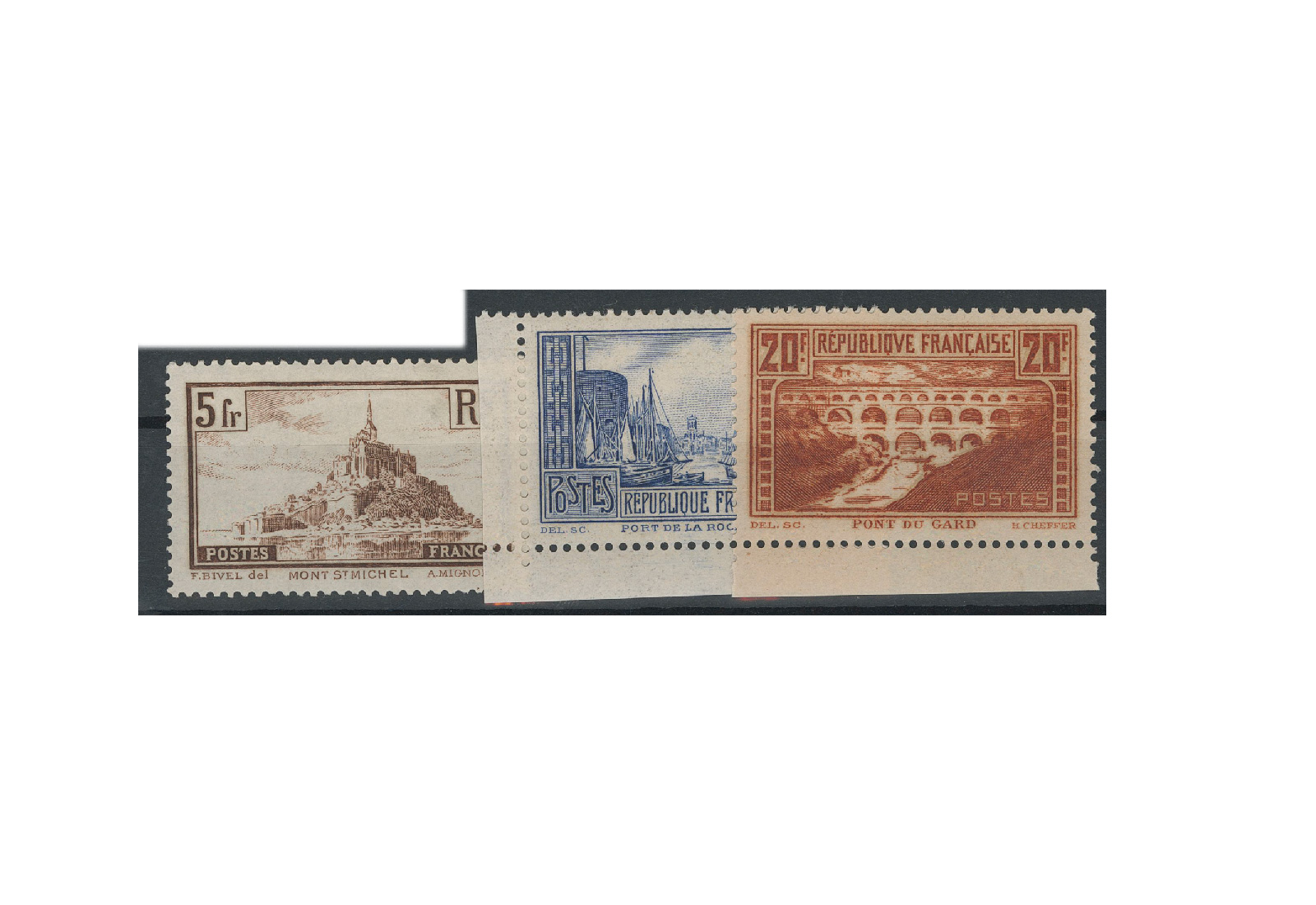 Briefmarken Frankreich Bauwerke 1929-1931 Michel-Nr. 240/42 postfrisch