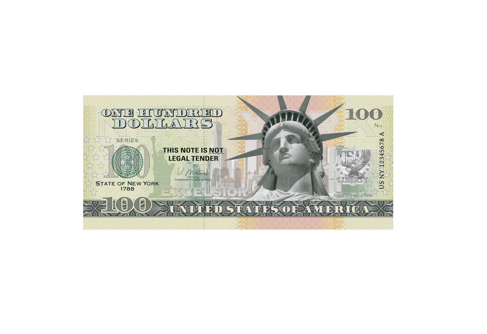 Banknote USA 100 Dollars Statue of Liberty 1886