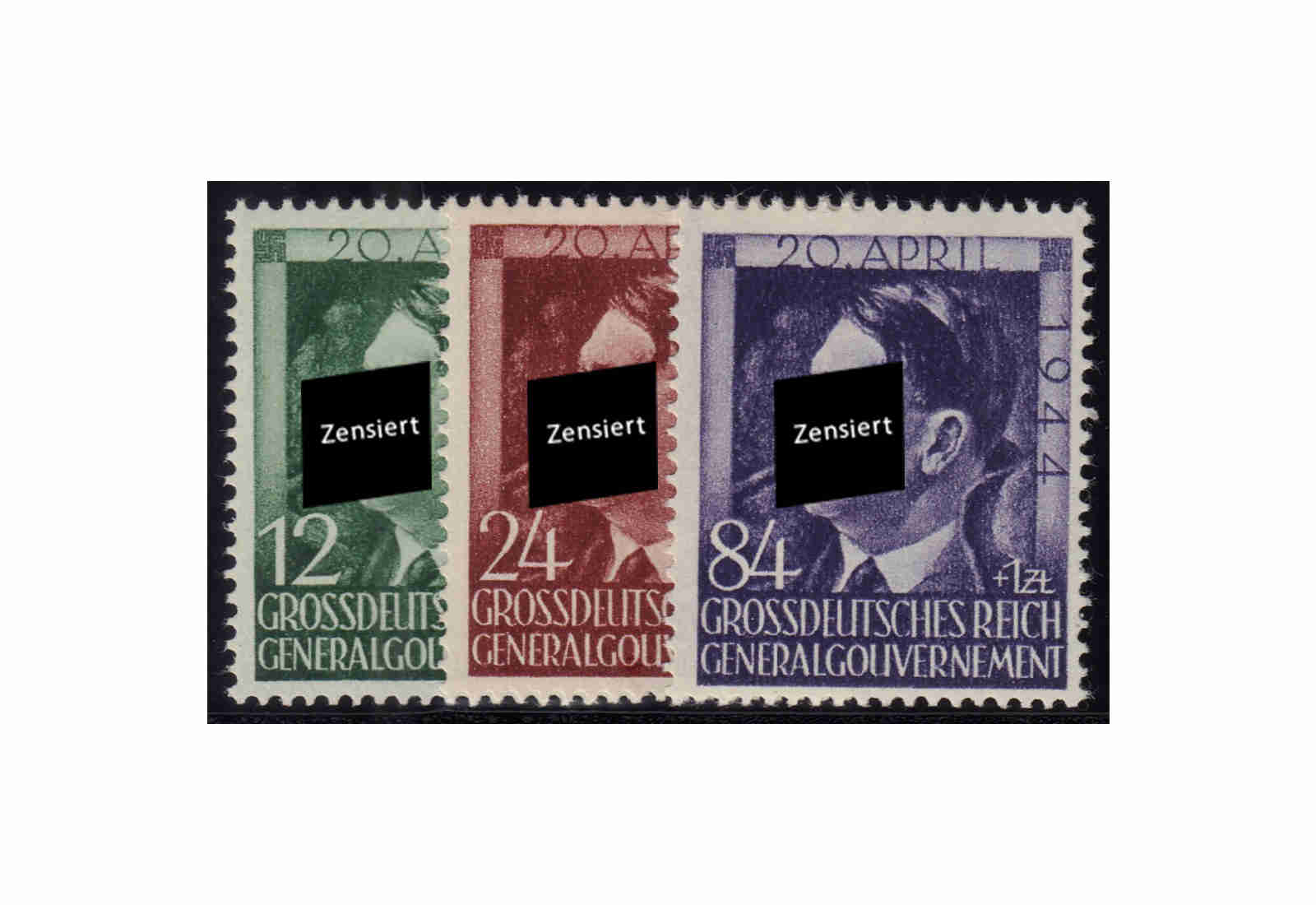 Generalgouvernement 1944: 55. Geburtstag von Adolf Hitler Michel Nr. 117/19 postfrisch