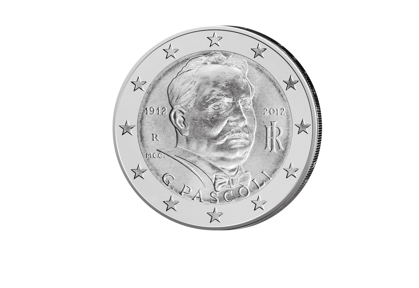 Numisbrief Italien mit 2 Euro 2012 100. Todestag G. Pascoli platiniert