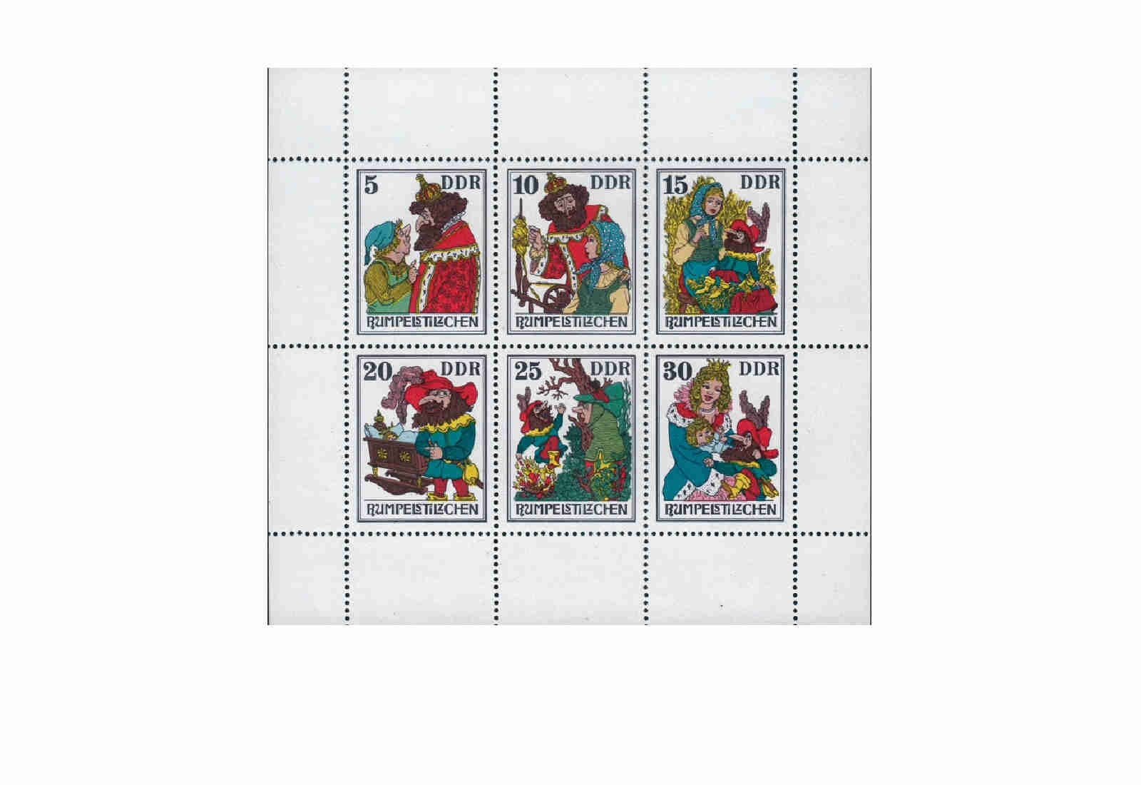 Briefmarken DDR Kleinbogen Märchen Rumpelstilzchen 1976 Michel-Nr. 2187-2192 postfrisch