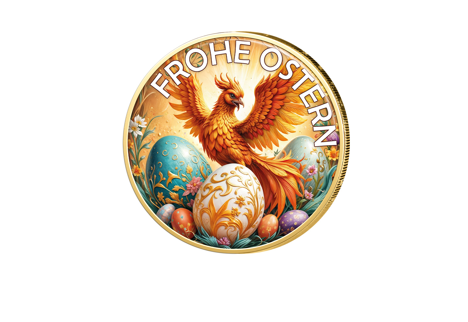 2 Euro vergoldet Ostern "Phoenix"