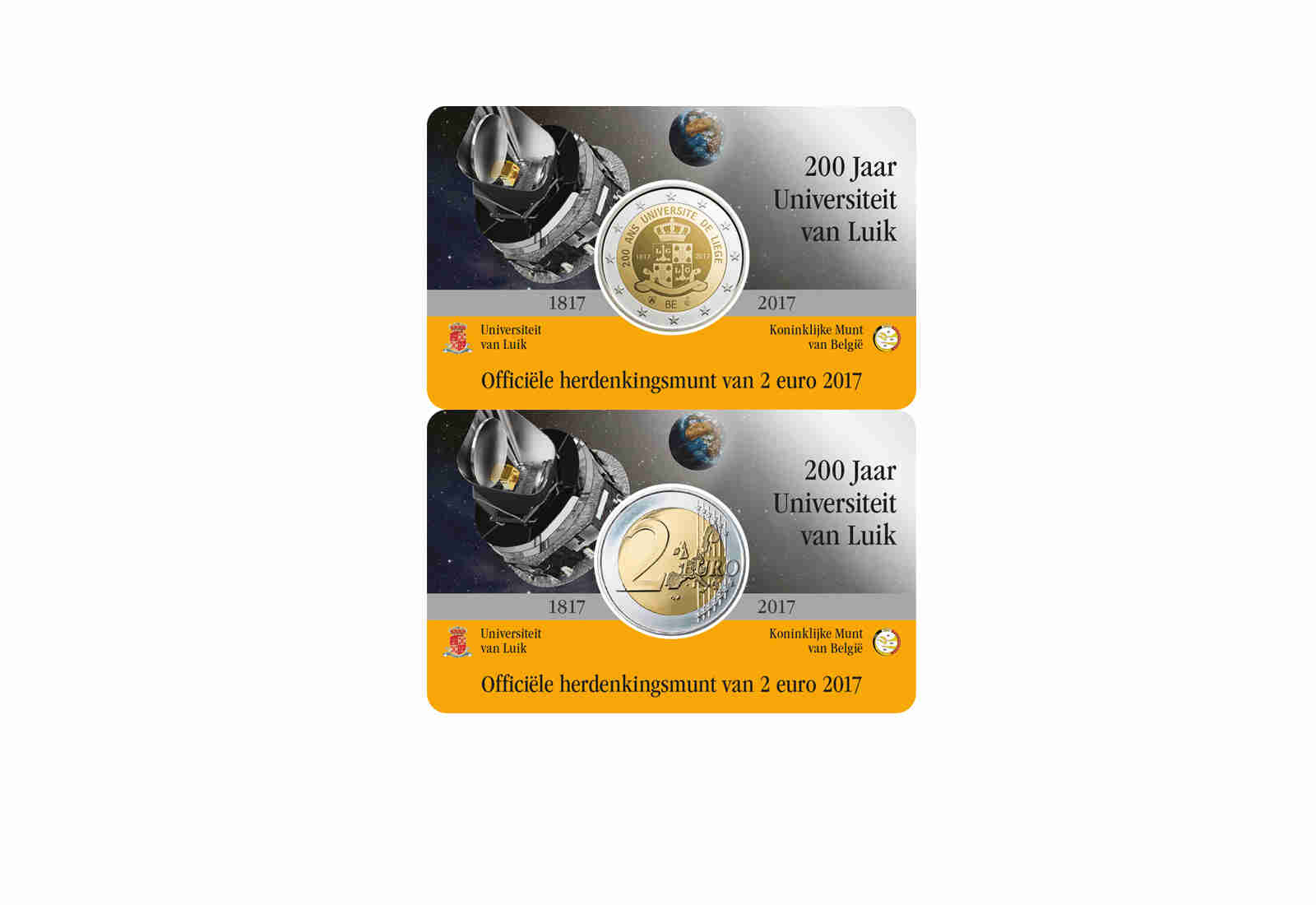 2 Euro 2017 Belgien - 200 Jahre Universität Lüttich in Coincard st