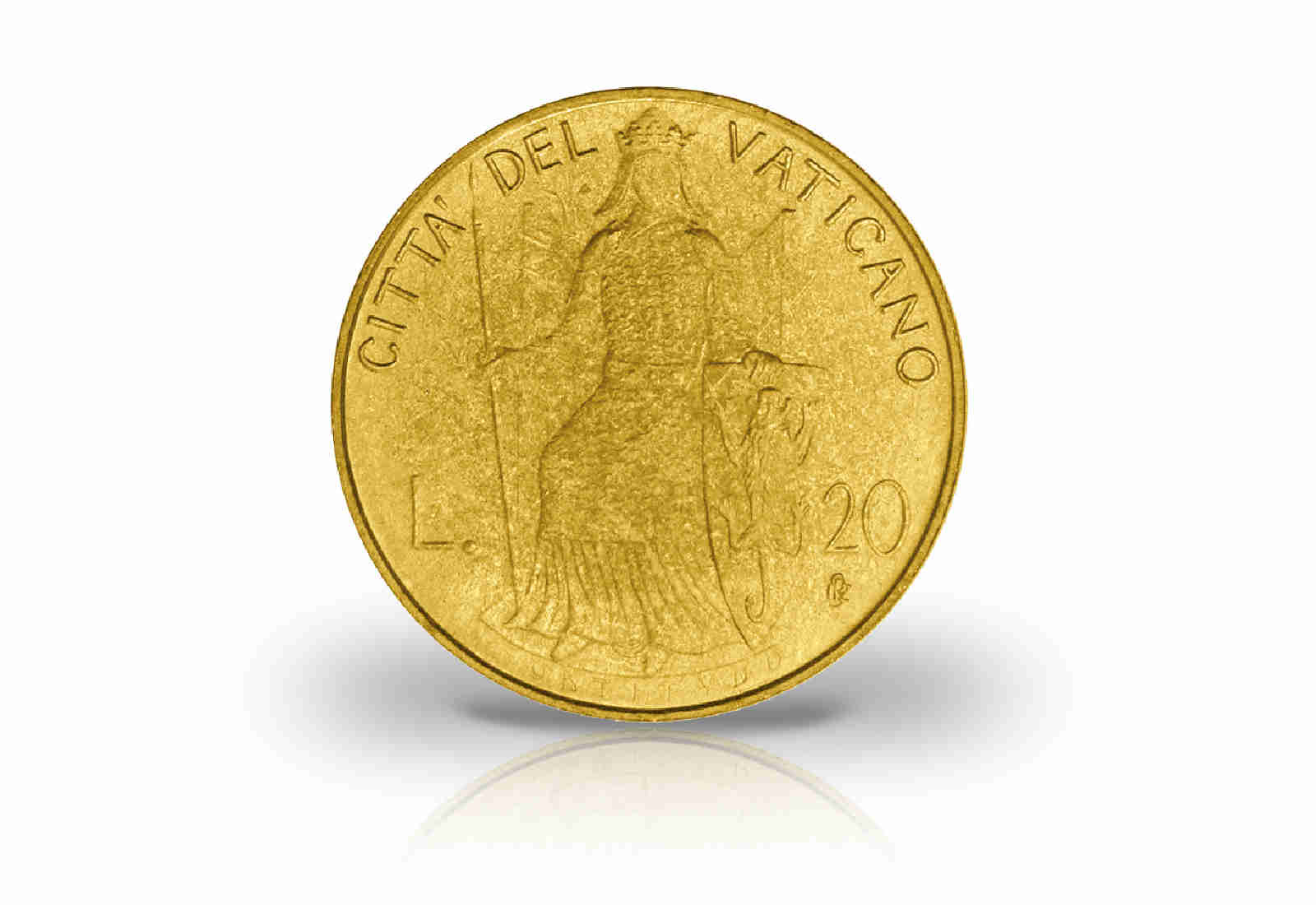 20 Lire 1980 Vatikan Papst Johannes Paul II. Allegorie der Tapferkeit