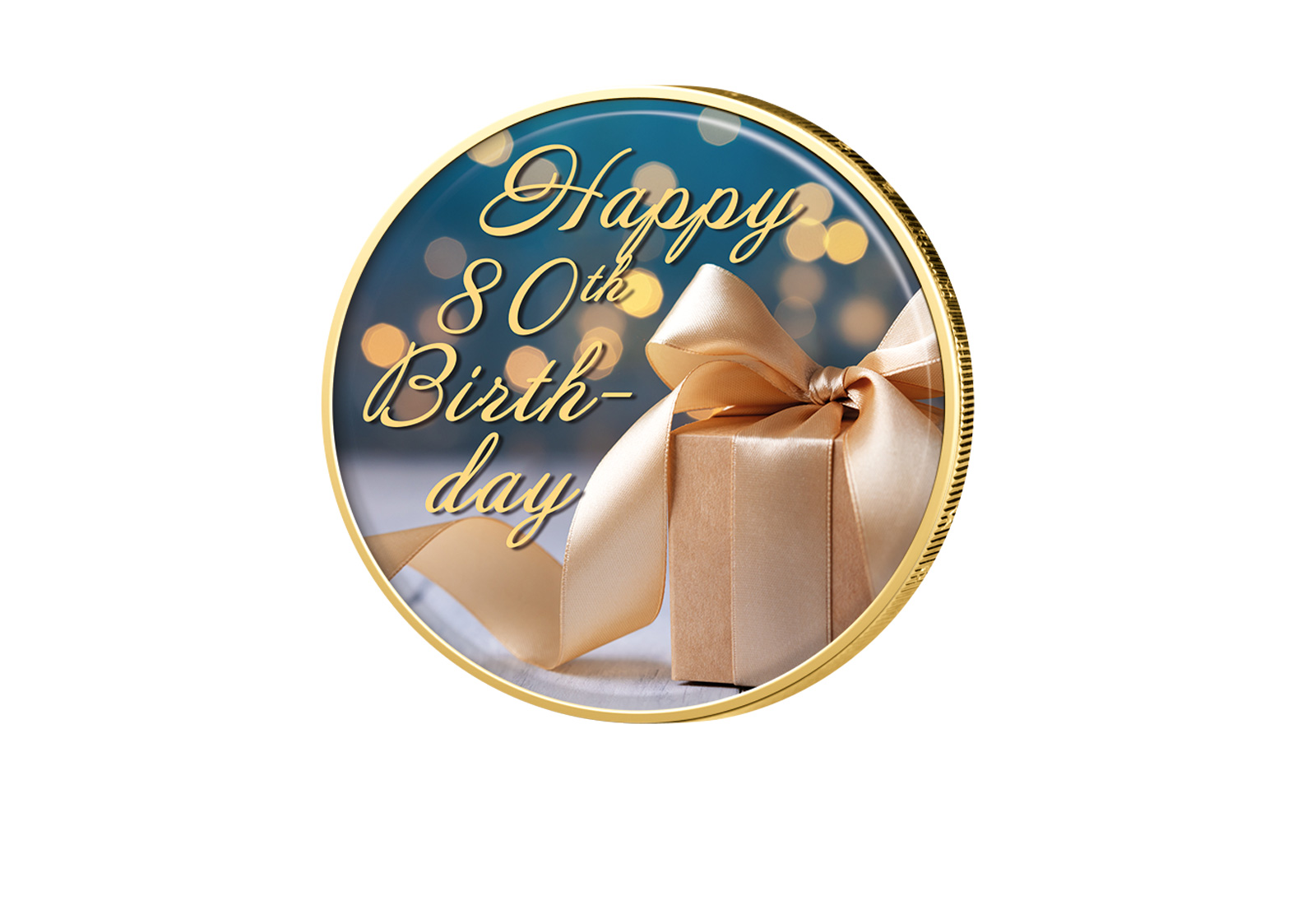 2 Euro vergoldet 80. Geburtstag mit Farbmotiv