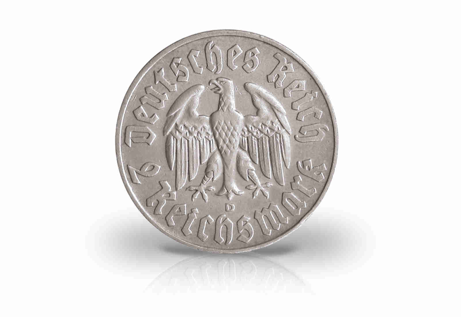 2 Reichsmark 1933 Drittes Reich Martin Luther Prägestätte D Jaeger-Nr. 352