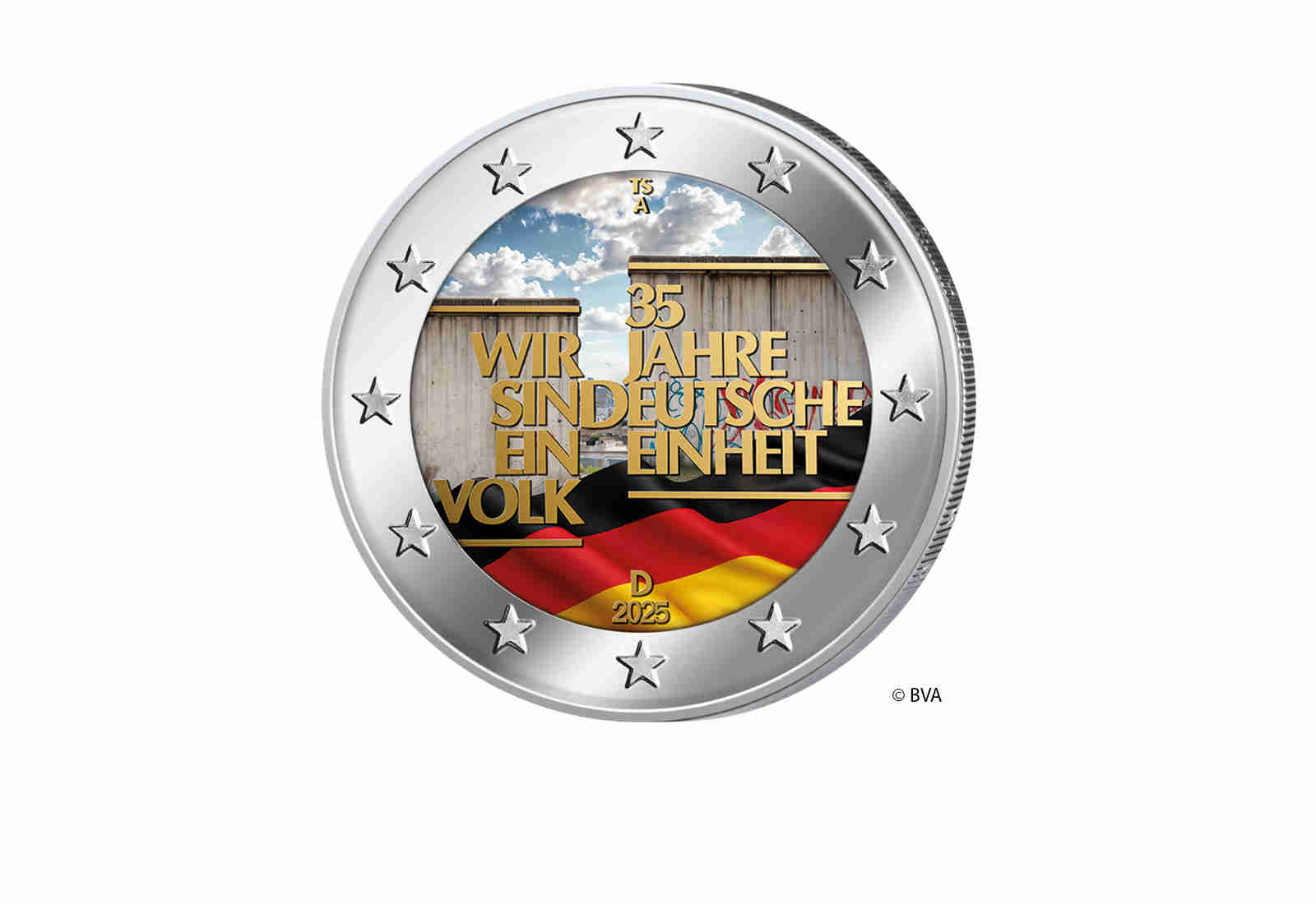 2 Euro 2025 Deutschland 35. Jahre Deutsche Einheit mit Farbapplikation