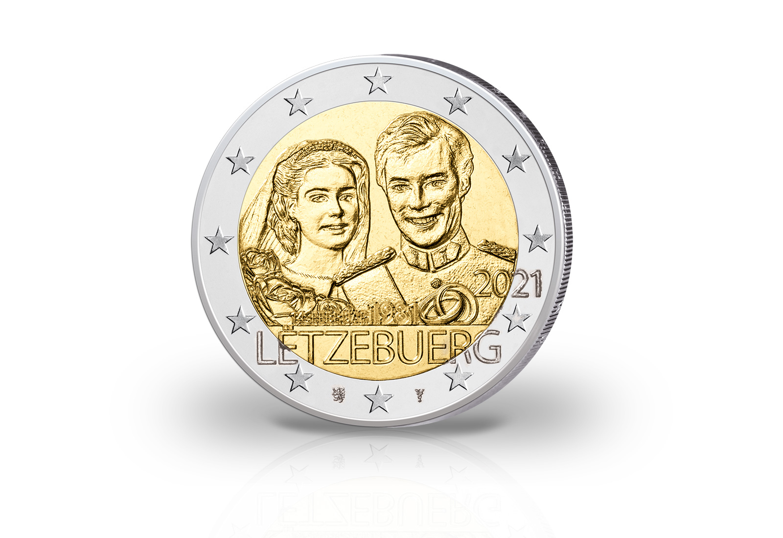 2 Euro 2021 Luxemburg 40. Hochzeitstag Großherzog Henri