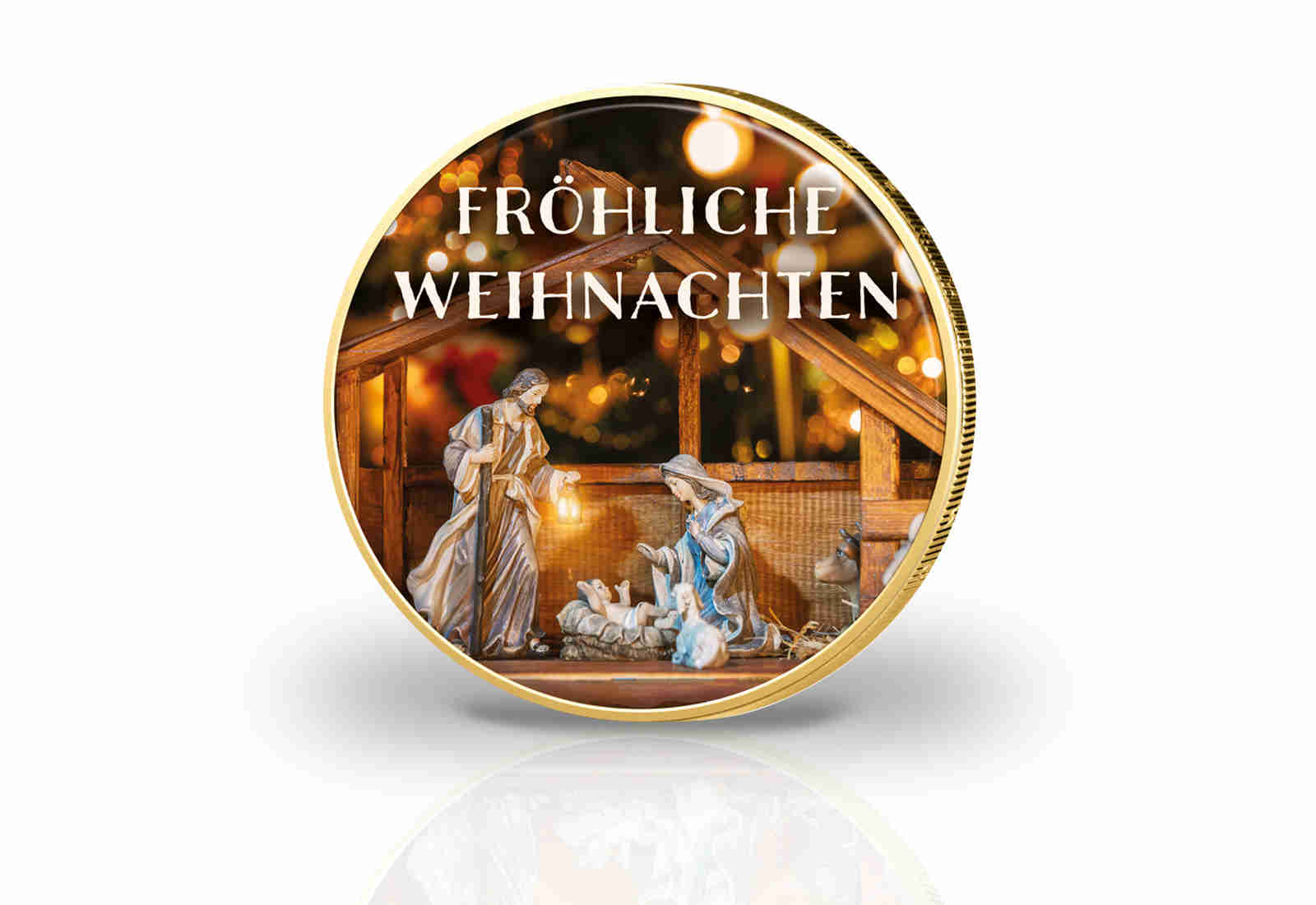 2 Euro vergoldet mit Farbmotiv Fröhliche Weihnachten
