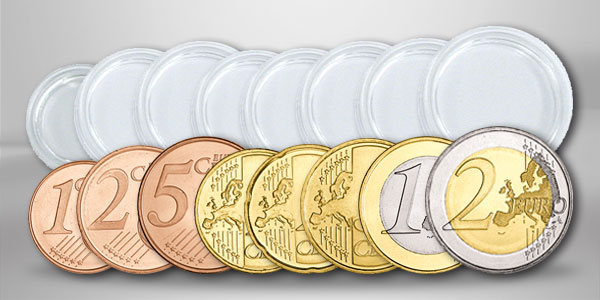 [16,5 - 26 mm] SAM 200 Münzkapseln für 25 Eurosätze je 8 Münzen (1 Cent bis 2 Euro)