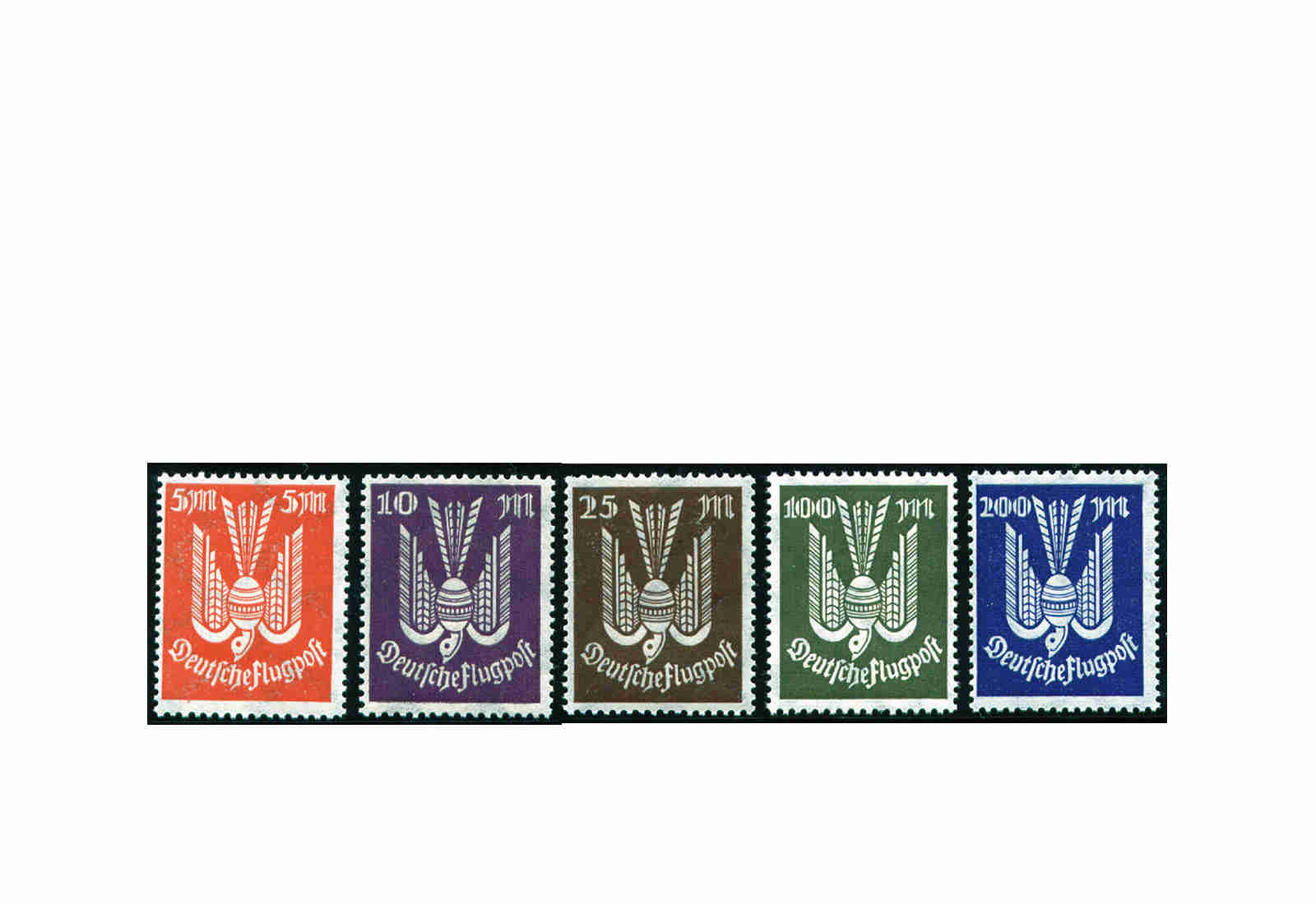 Briefmarken Deutsches Reich Flugpostmarken Holztaube 1923 Michel-Nr. 263/7 postfrisch