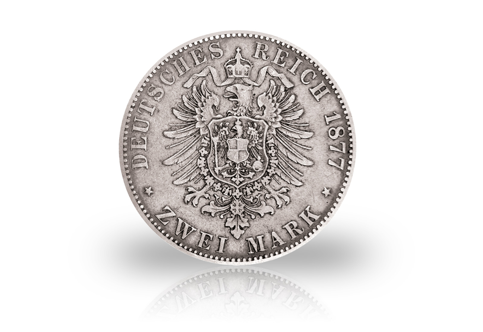 Großherzogtum Mecklenburg-Strelitz 2 Mark Silbermünze 1877 Großherzog Friedrich Wilhelm