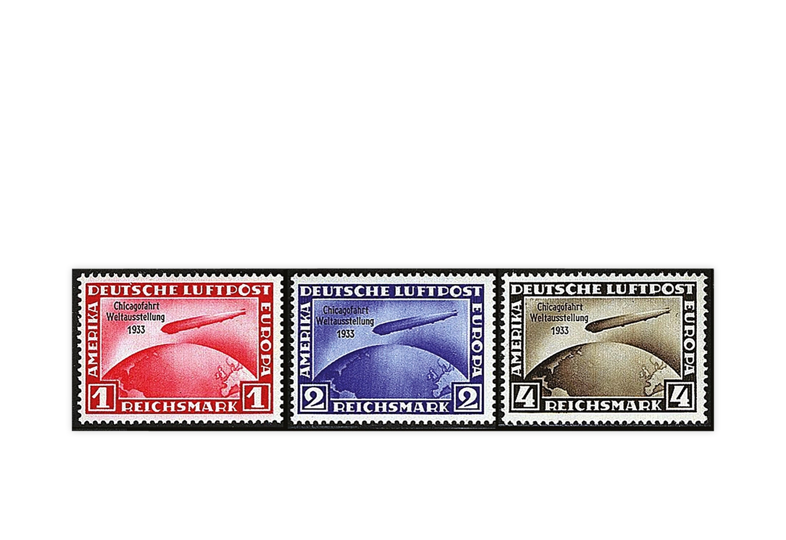 Briefmarken Deutsches Reich Chicago 1933 Michel-Nr. 496/498 mit Falz