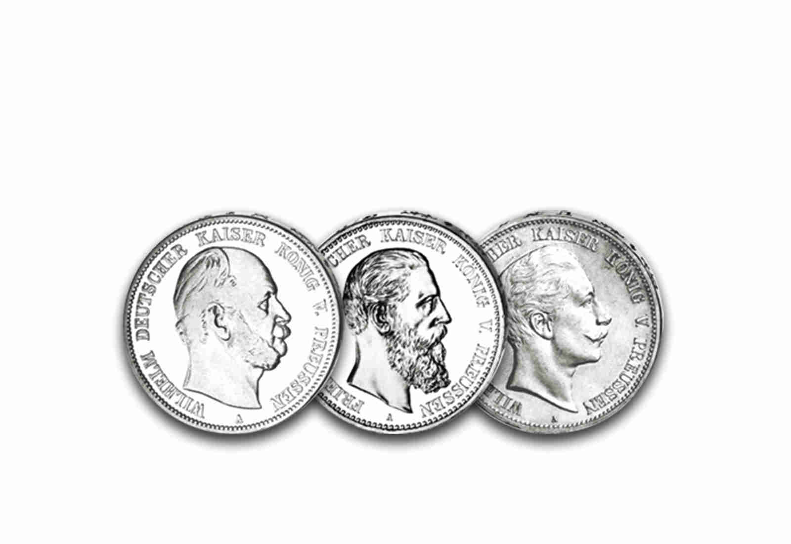 2 Mark Deutsches Kaiserreich Preußen Deutschlands Kaiser im Set Jaeger-Nr. 96, 98, 102