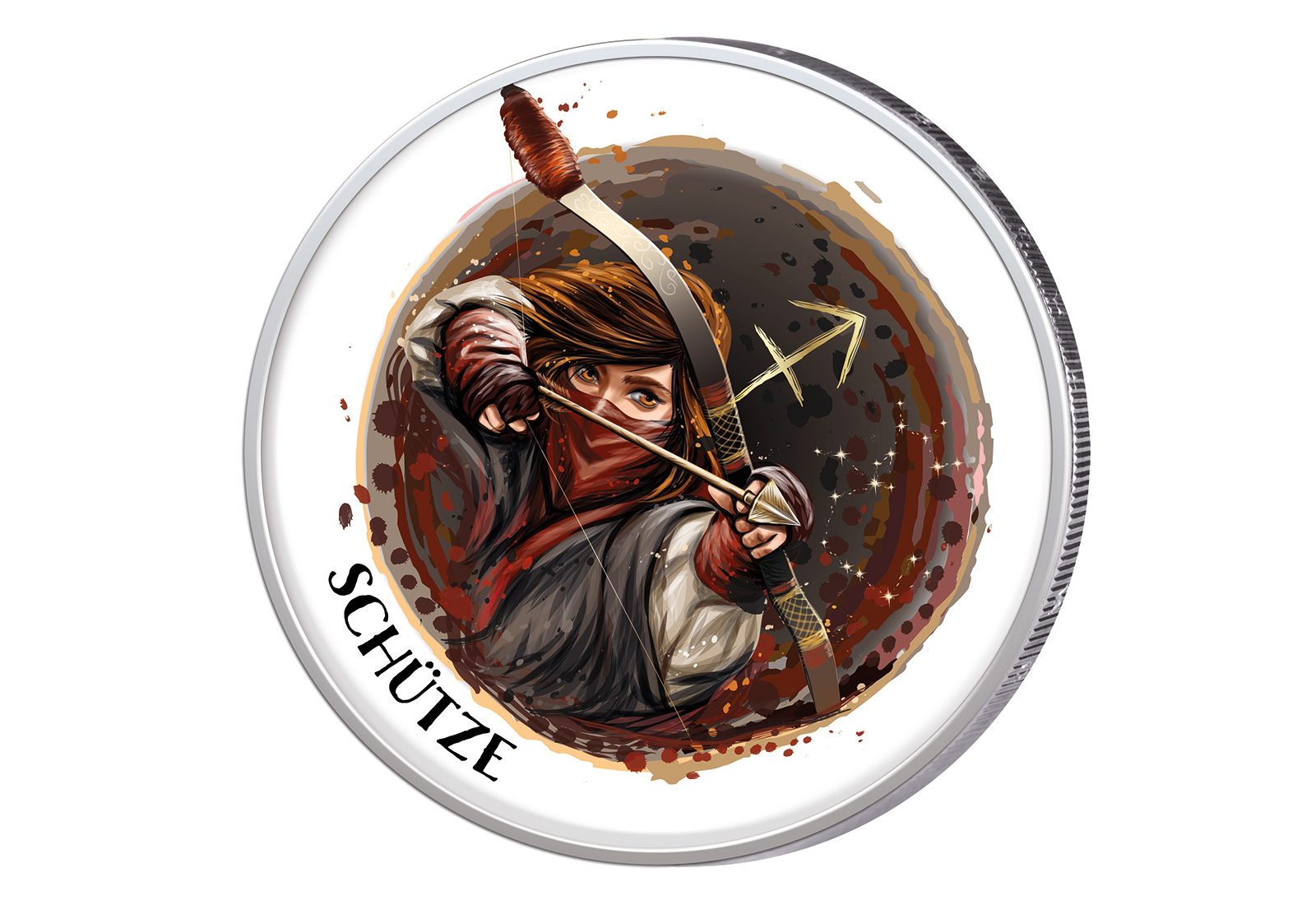 2 Euro mit Farbapplikation Sternzeichen Schütze