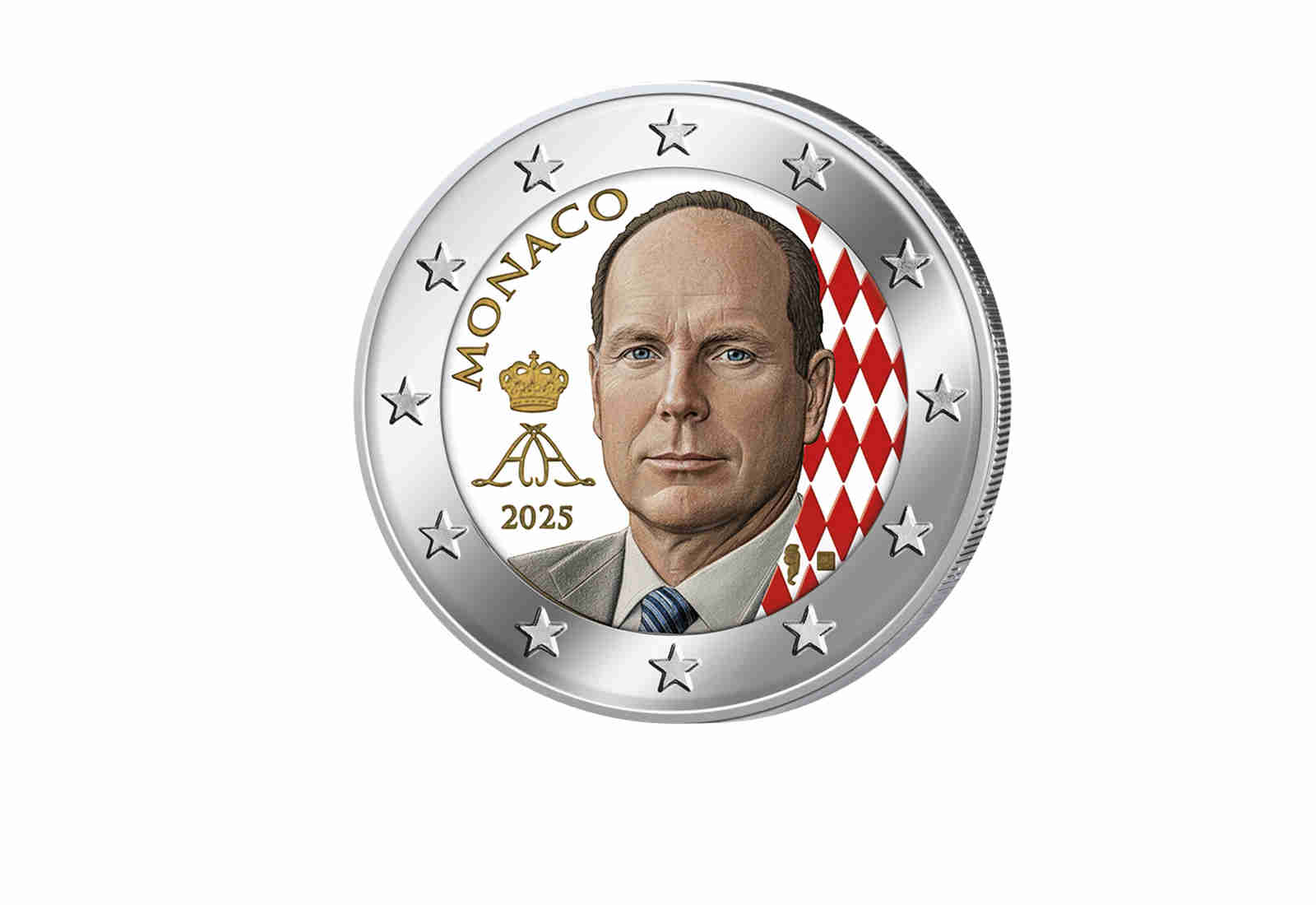 2 Euro 2025 Monaco Kursmünze mit Farbapplikation