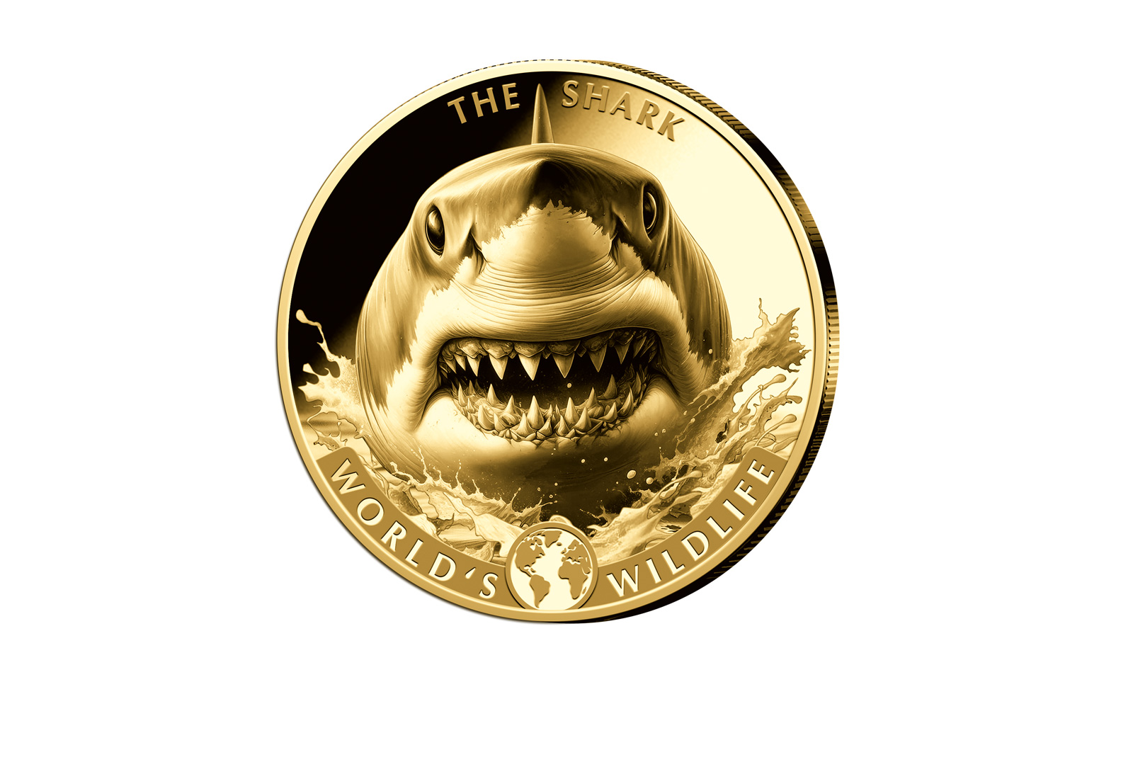 Worlds Wildlife Hai 999,9er Gold 2oz ø65mm