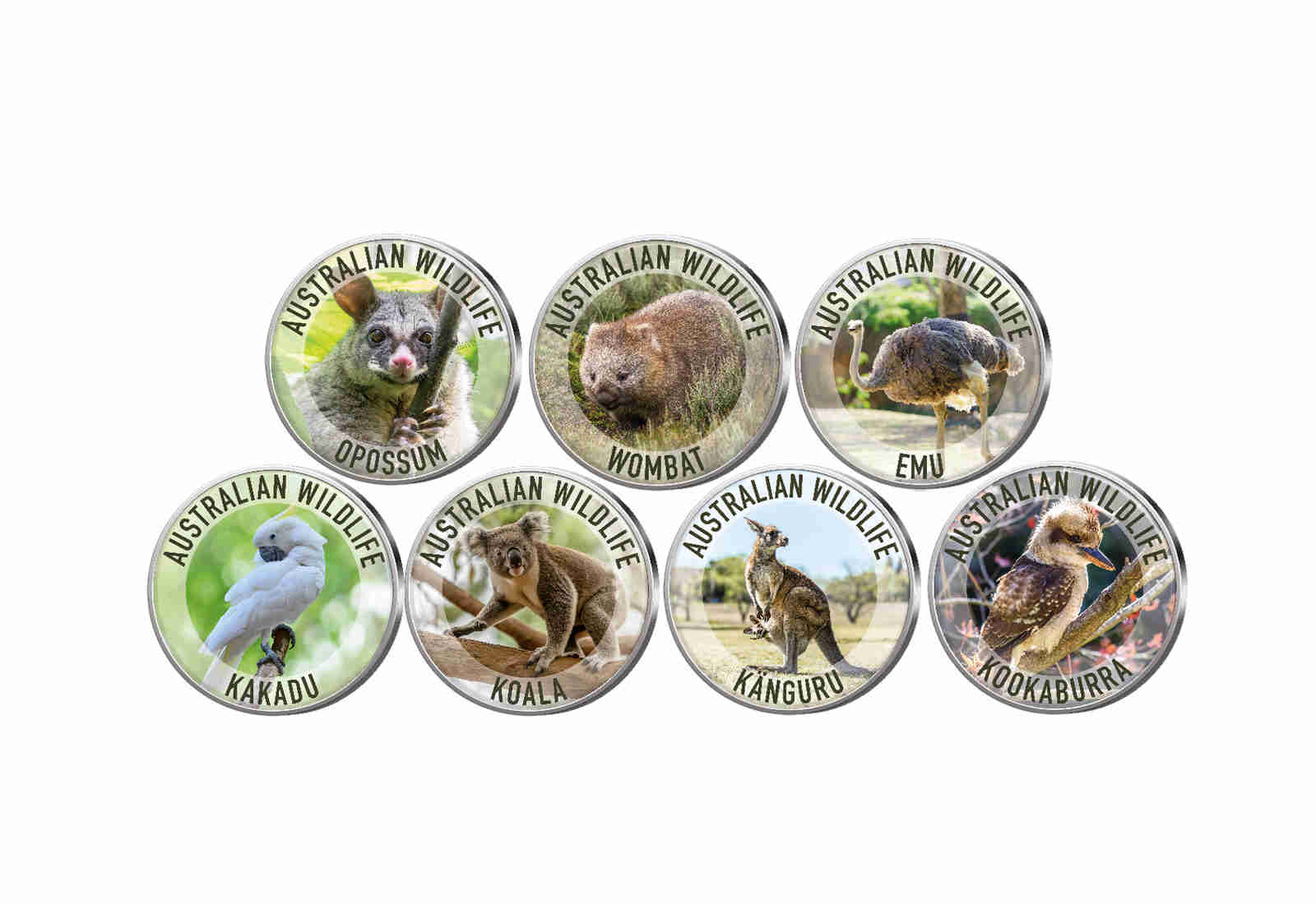 Australian Wildlife 7er Kollektion mit Farbapplikation im Etui inkl. Zertifikat