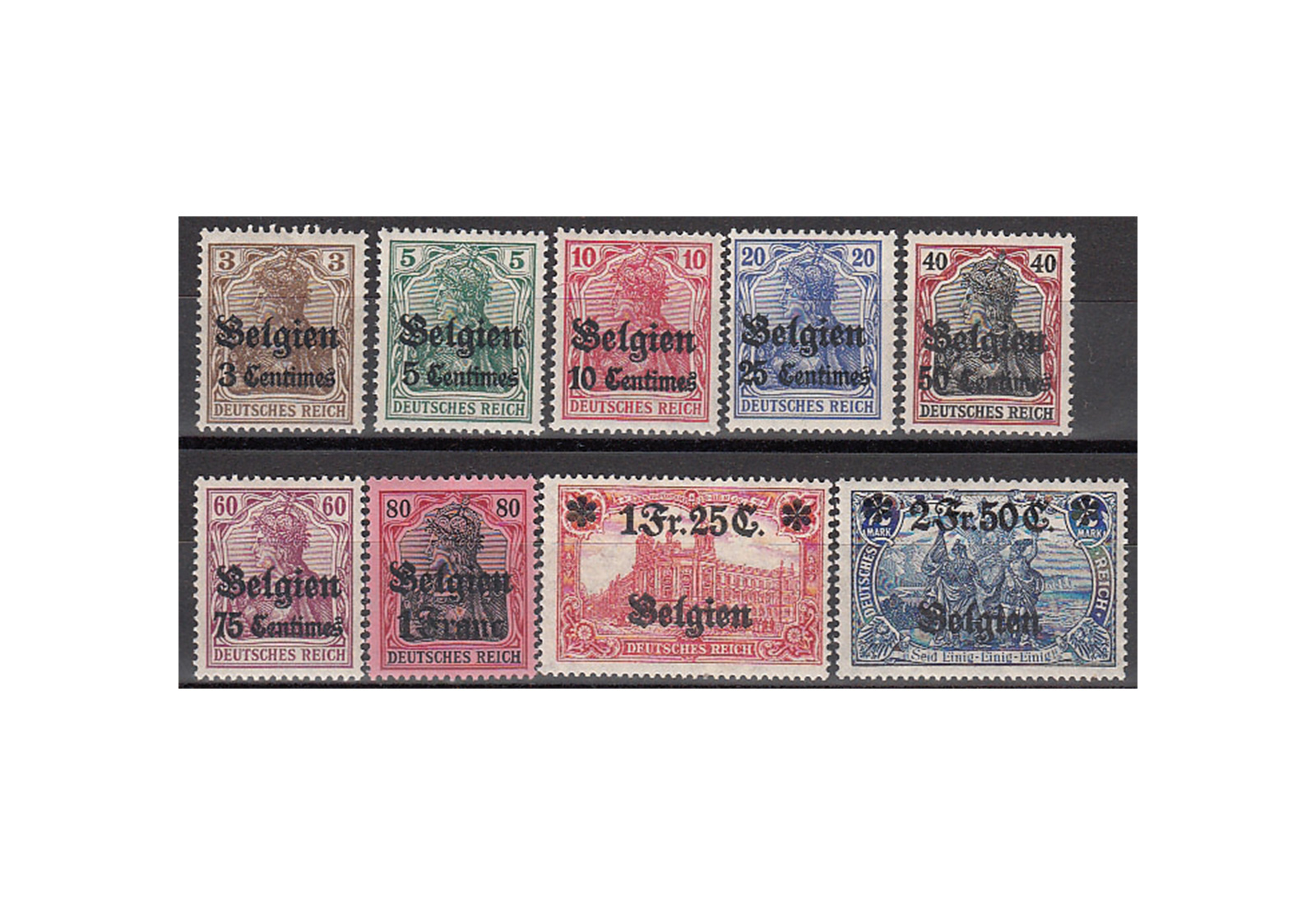 Briefmarke Landespost Belgien Dt. Besetzung I. Weltkrieg Mi: 1-9 gest