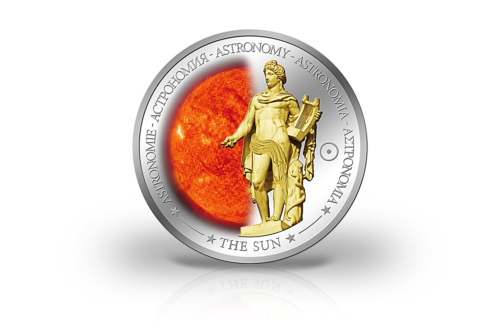 Astronomie - Die Sonne PP mit Farb- und Goldapplikation