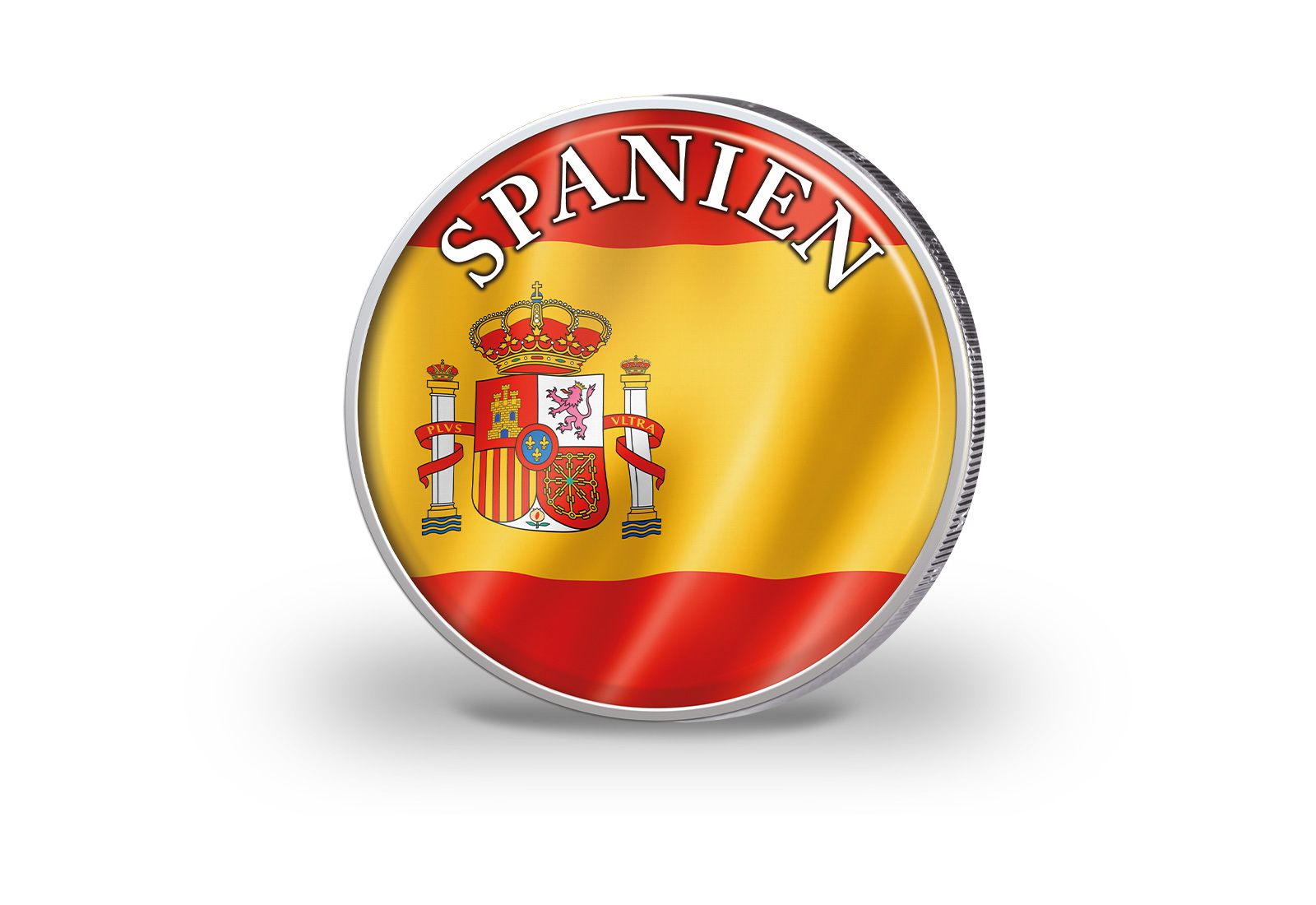 2 Euro vergoldet Spanien Flagge mit Farbapplikation