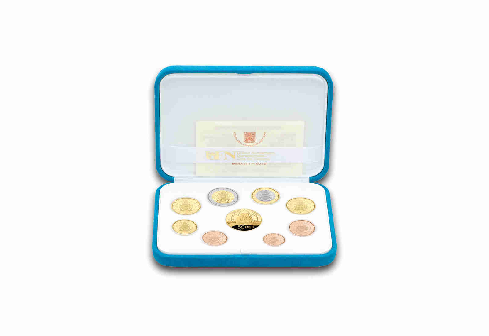 Kursmünzensatz 2019 Vatikan PP inkl. 50 Euro Goldgedenkmünze im Etui
