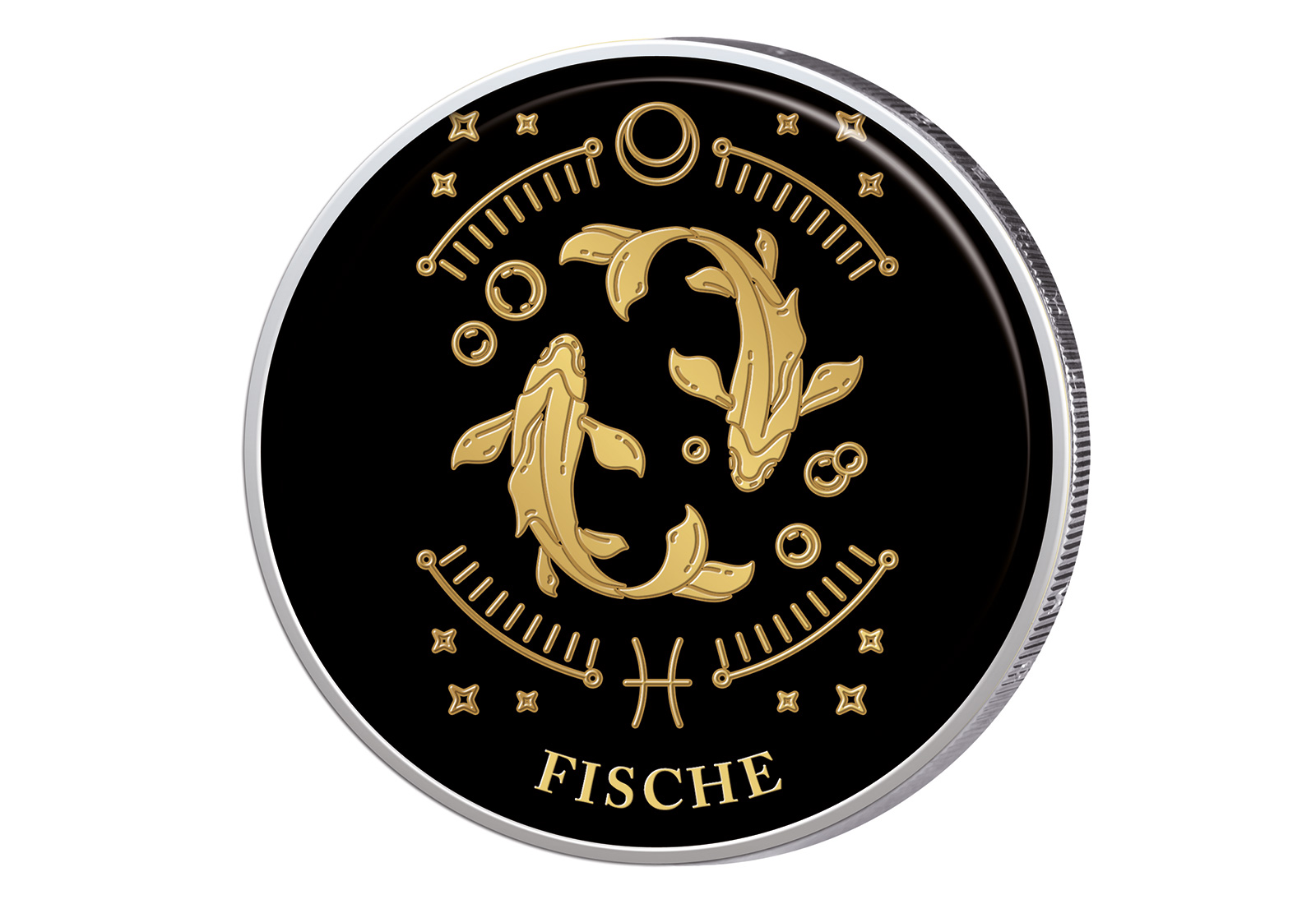 2 Euro mit Farbapplikation Sternzeichen Fische