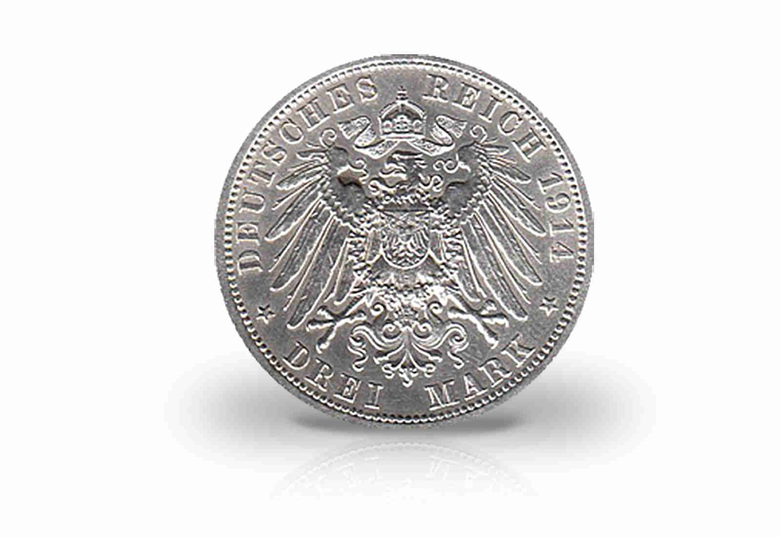 3 Mark 1914 Deutsches Kaiserreich Preußen Kaiser Wilhelm II. in Uniform Jaeger-Nr. 113