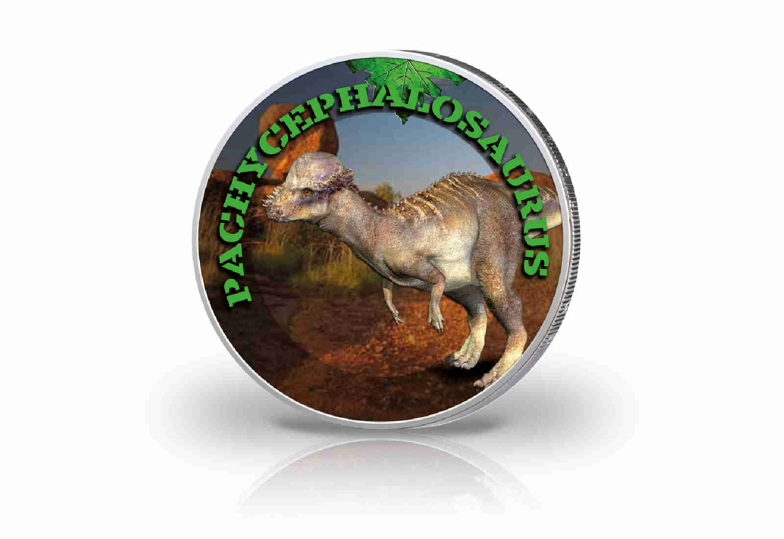 2 Euro mit Farbmotiv Dinosaurier Pachycephalosaurus