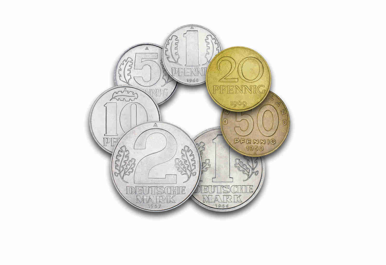 Komplettsatz 1 Pfennig - 2 Mark Jahrgang und Prägestätte unserer Wahl DDR