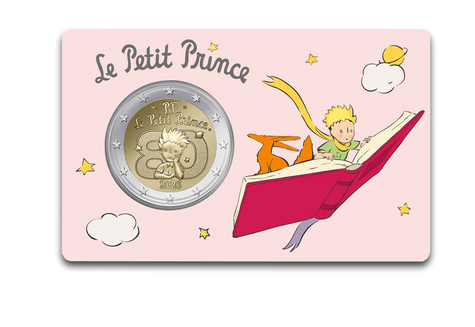 2 Euro 2026 Frankreich 80 Jahre "Der kleine Prinz" in Coincard Buch