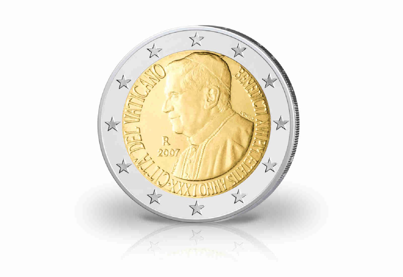 2 Euro 2007 Vatikan 80. Geburtstag Papst Benedikt st im Blister