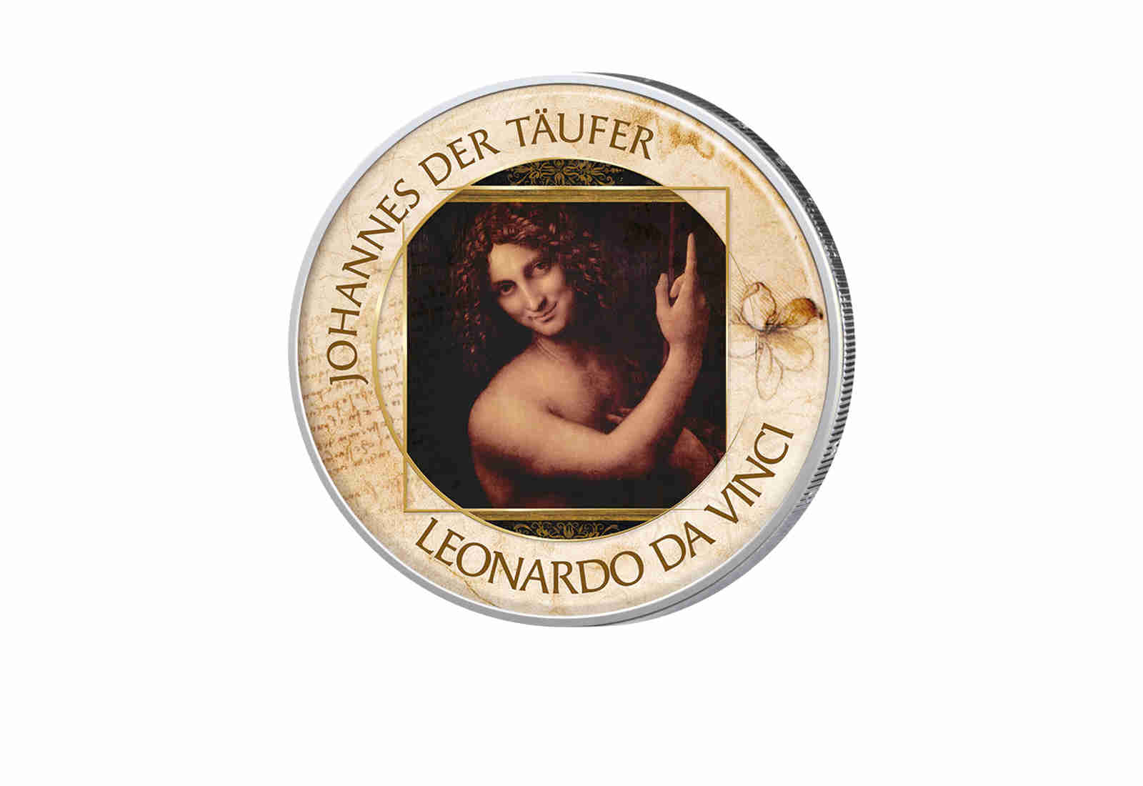 2 Euro mit Farbapplikation Johannes der Täufer - Serie Kunst