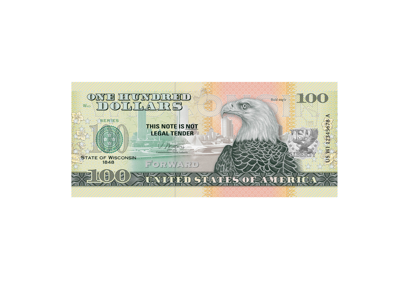 Banknote USA 100 Dollars Bald Eagle