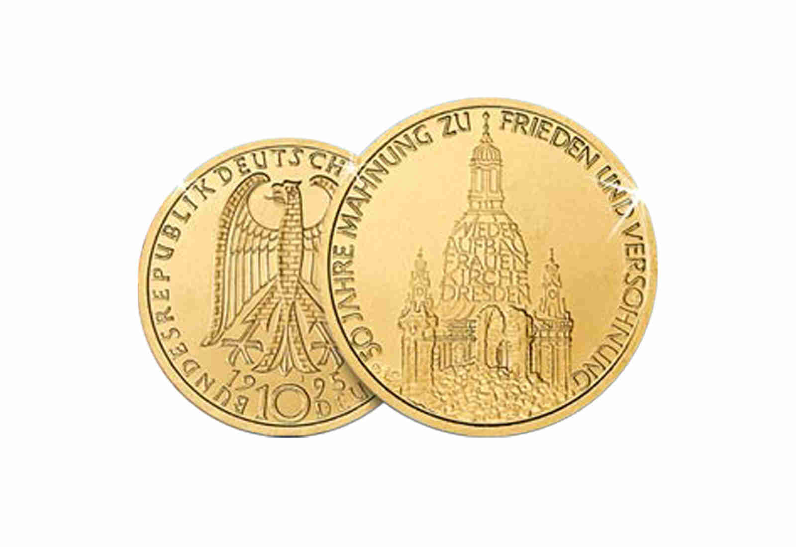10 DM BRD Frauenkirche Dresden mit Goldauflage