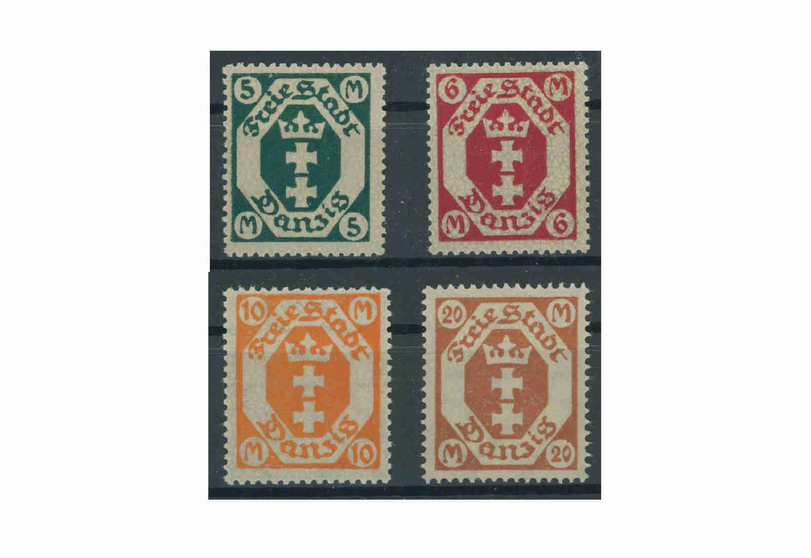 Briefmarken Deutsches Reich Danzig 1922 Michel-Nr. 108-111 mit Falz