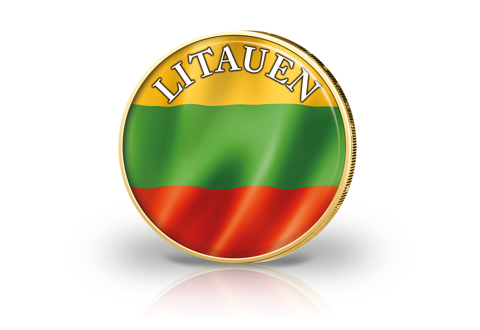 2 Euro vergoldet Litauen Flagge mit Farbmotiv