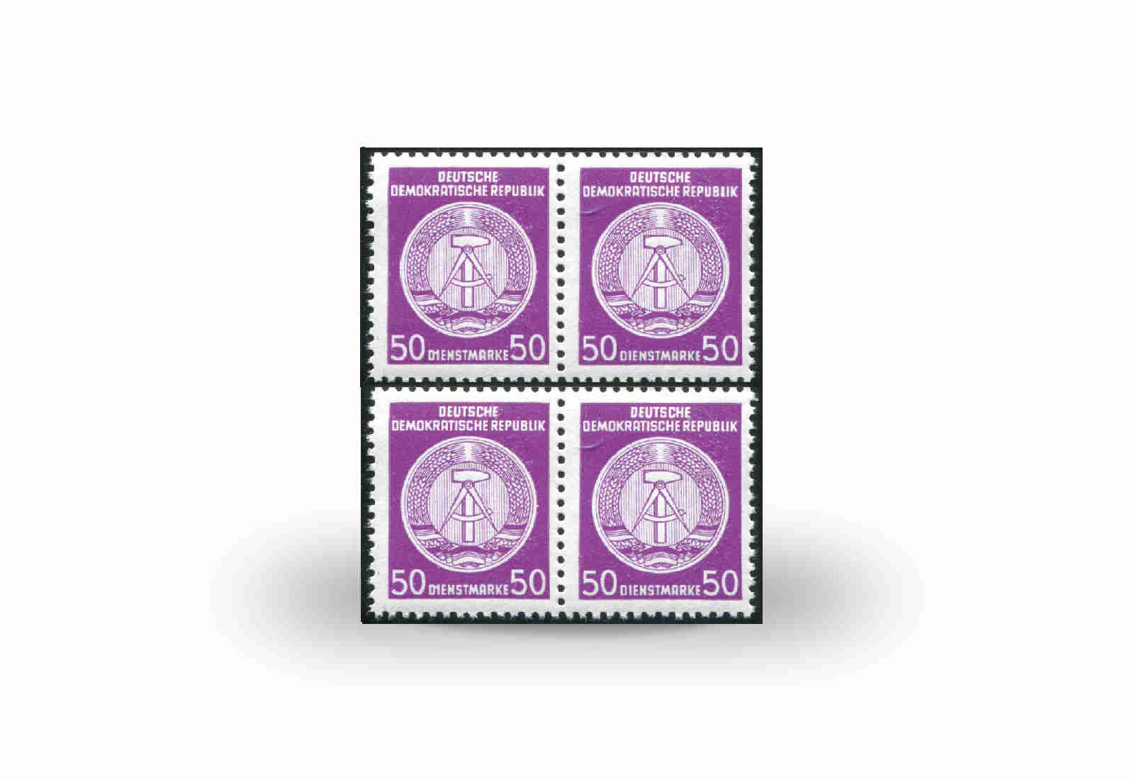 Briefmarke DDR Dienstmarken Viererblock mit Wasserzeichen Michel-Nr. D 26 X I postfrisch geprüft