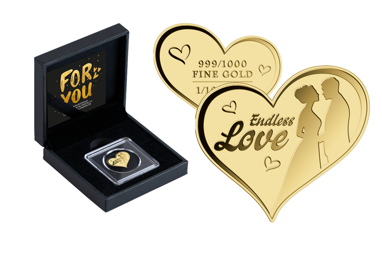 Goldausgabe Motiv "Endless Love" 999/1000 Gold Geschenk