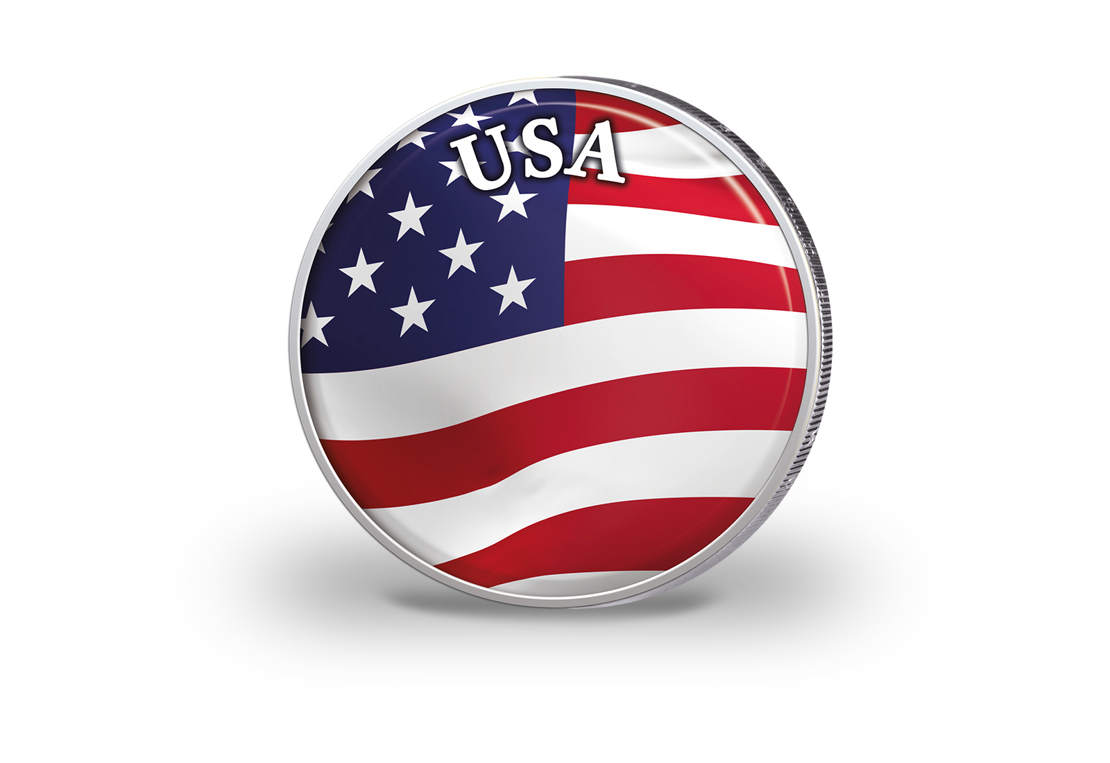 2 Euro vergoldet USA Flagge mit Farbapplikation