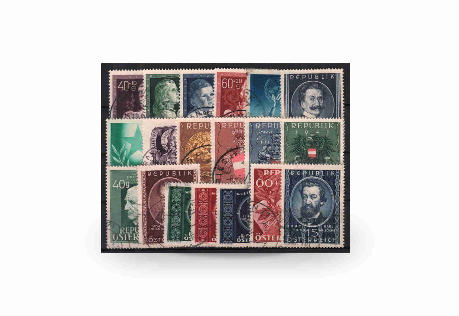Österreich Mi.Nr. 929/947 Jahrgang 1949 gestempelt 19 Briefmarken