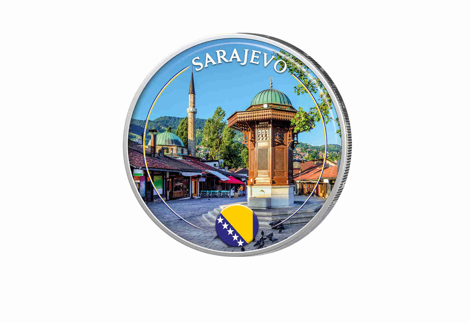 2 Euro mit Farbapplikation Sarajevo - Bosnien Herzegowina