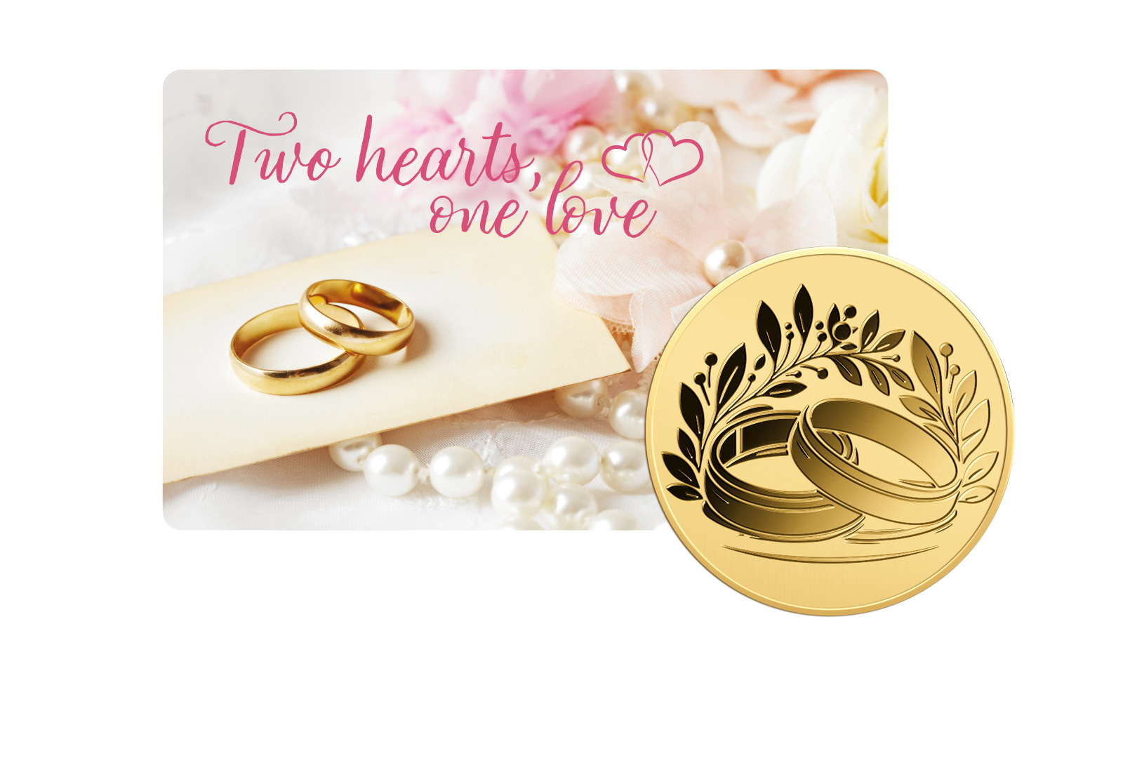Goldcard Motiv Two Hearts (Hochzeit) 999/1000 Gold